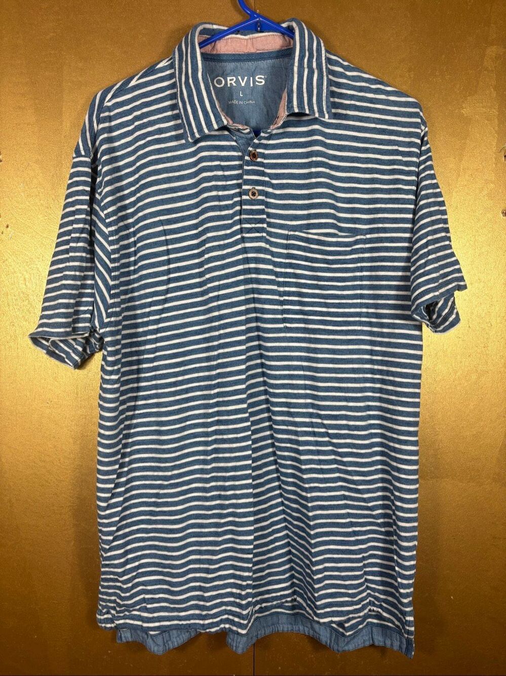 Orvis mens striped polo shirt size L